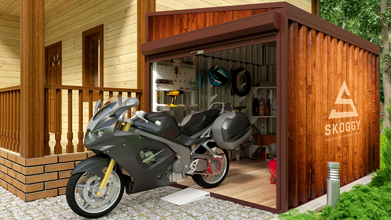Гараж для мотоцикла SKOGGY с односкатной крышей