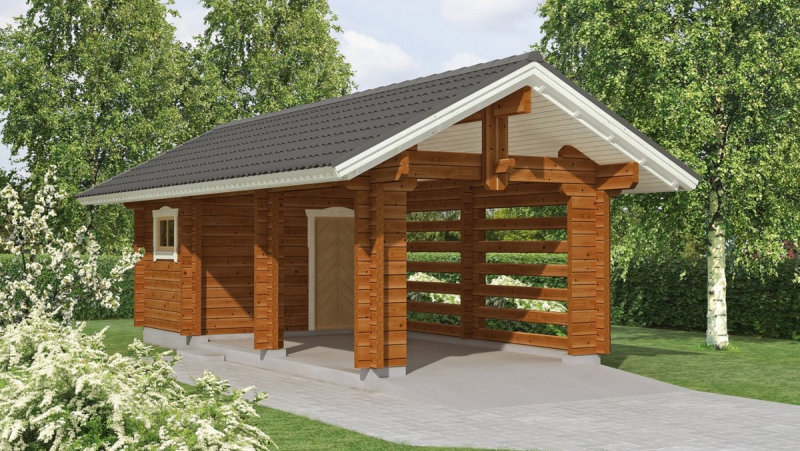 Баня с навесом