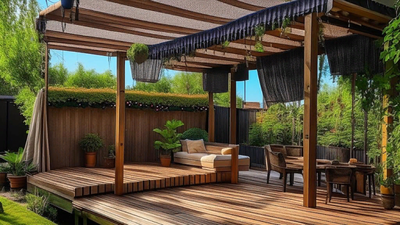 Навес на винтовых сваях