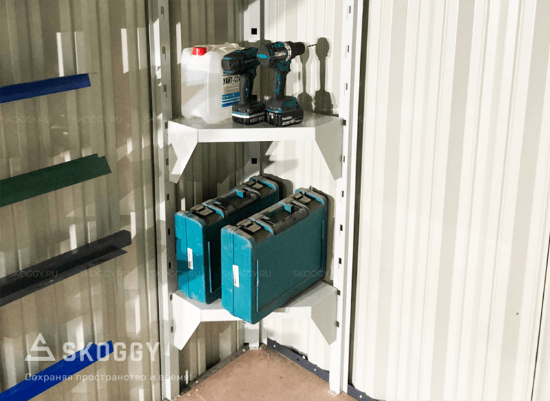 Угловой стеллаж на направляющих