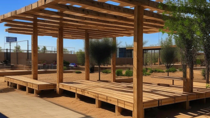 Навес на винтовых сваях