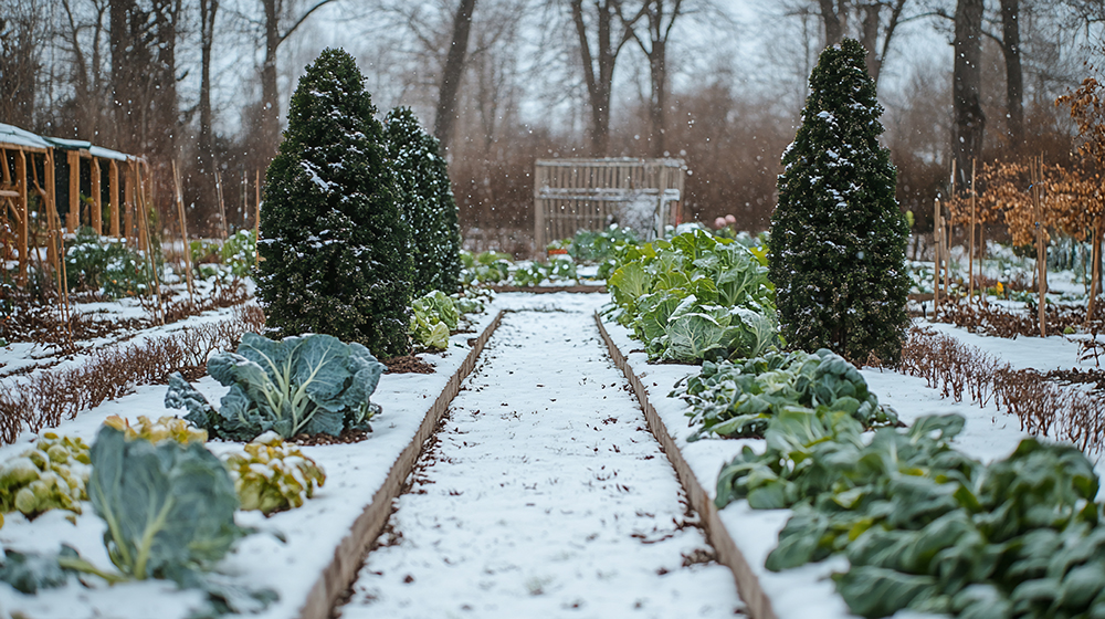 Грядки зимой в феврале