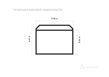 Хозблок стандартный 3 м с односкатной крышей и торцевой дверью вид сбоку