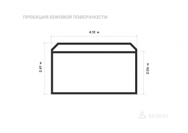 Хозблок стандартный 4 м с односкатной крышей и торцевой дверью вид сбоку