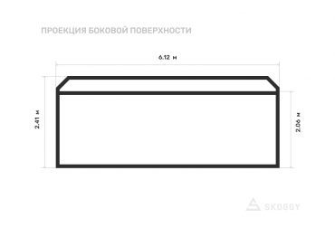 Хозблок стандартный 6 м с односкатной крышей и торцевой дверью вид сбоку