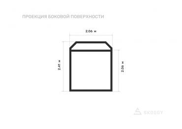 Гараж стандартный 2 м с односкатной крышей и рольставнями вид сбоку