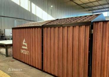 Блок контейнер 5м SKOGGY для выставки "Малоэтажная страна" с принтом "Wooden"